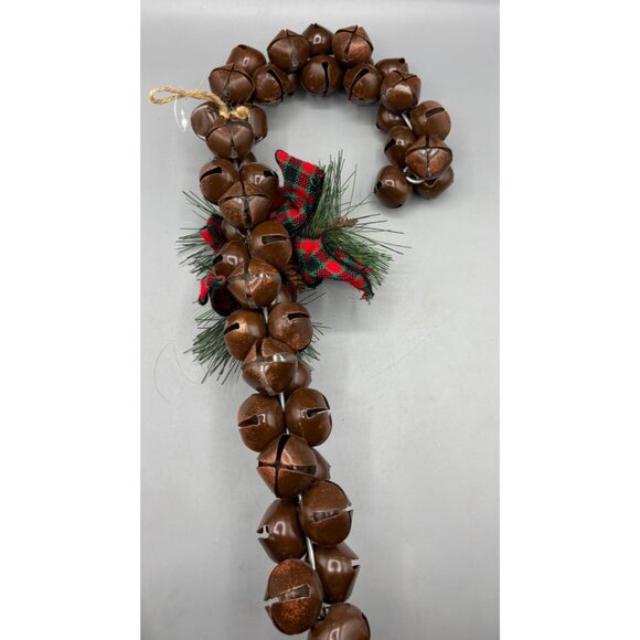 Candy Cane Christmas Jingle Bell Decoration‎ W/ Pinecone & Berry Accent 15" Tall - Picture 4 of 5